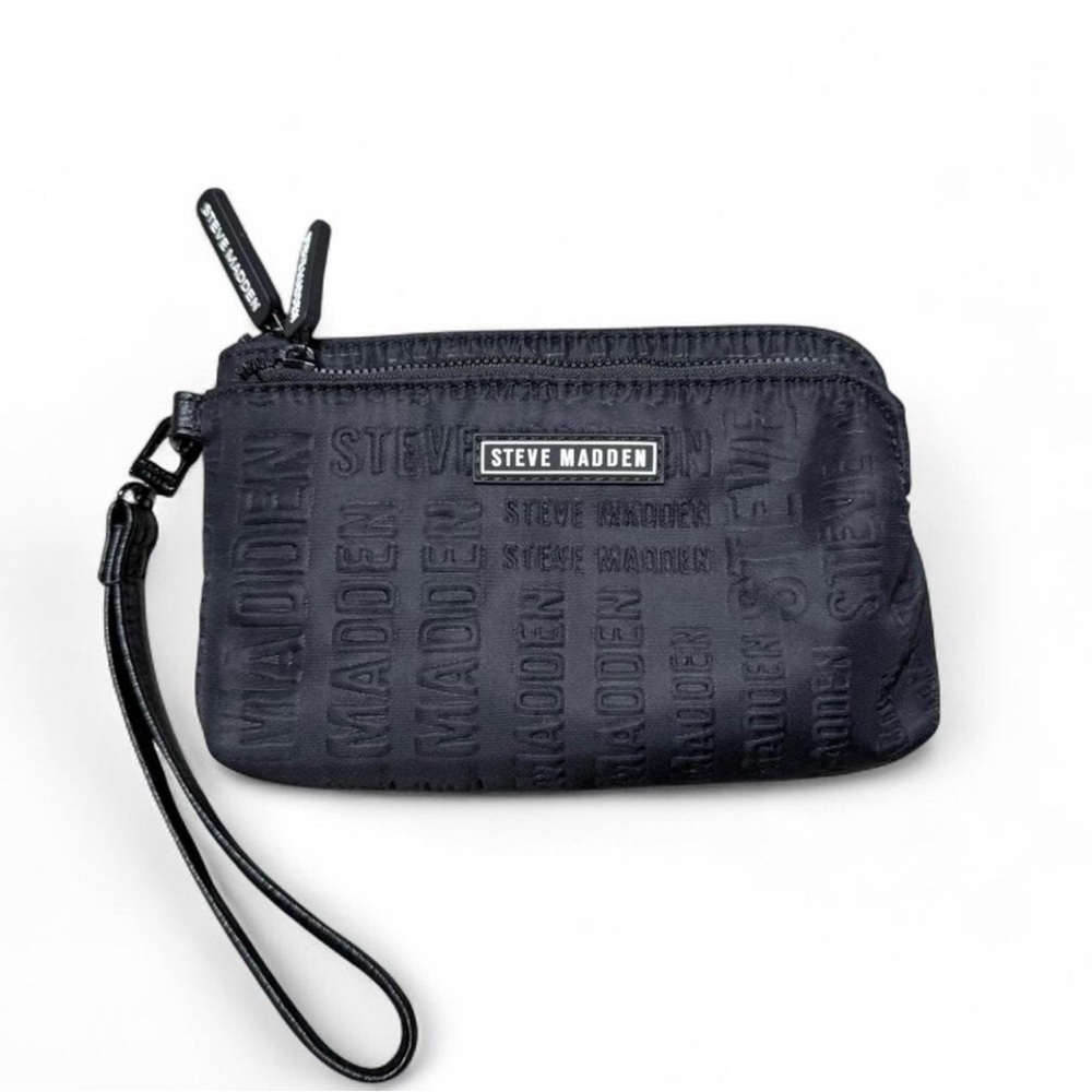 Steve Madden Black Embossed Wristlet
